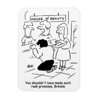 Teleurgestelde man in schoonheidssalon. grappig