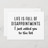 teleurstellingen briefkaart (Voorkant / Achterkant)