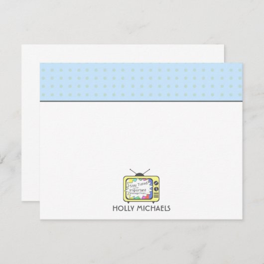 Téléviseur Jaune Rétro Carte pour notes plat (Devant / Derrière)