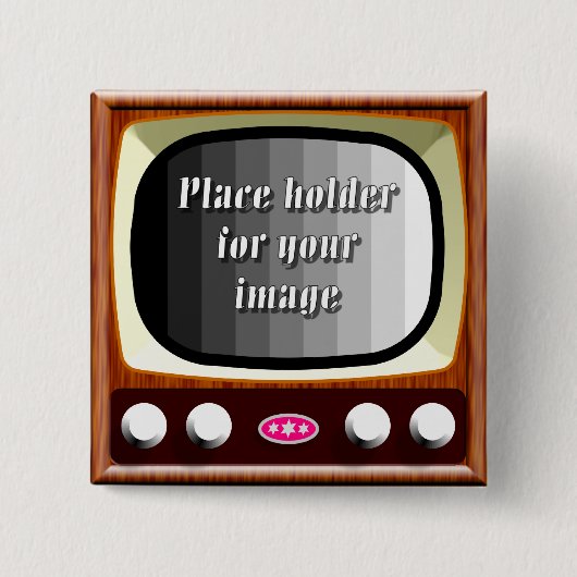 Televisie-Sjabloon van 50 jaar Vierkante Button 5,1 Cm (Voorkant)