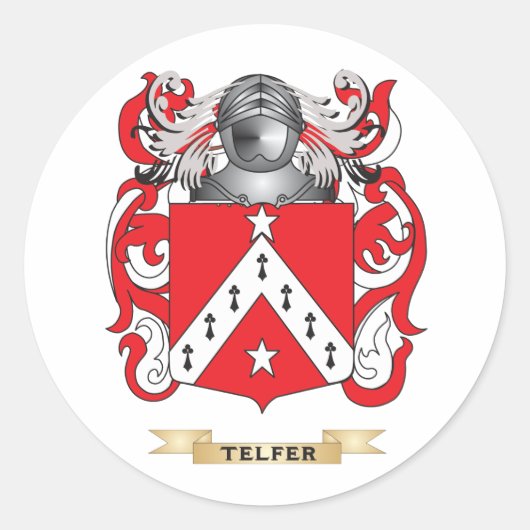 Telfer Family Crest (wapen) Ronde Sticker (Voorkant)