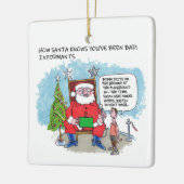 Tell Santa vierkant keramisch ornament (Links)