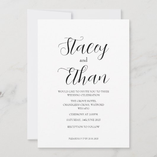 Tellement simple invitation de mariage typographiq (Devant)