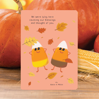 Tellen Onze Zegeningen Candy Corn Thanksgiving Feestdagenkaart