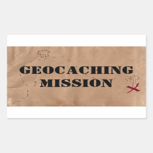 Teller: Geocaching Mission, op een oude kaart Rechthoekige Sticker