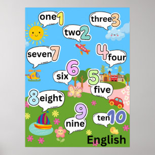 Telling 1 tot 10 in het Engels Poster