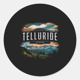 Telluride Bergen Colorado Wandelen Buiten Vinta Ronde Sticker