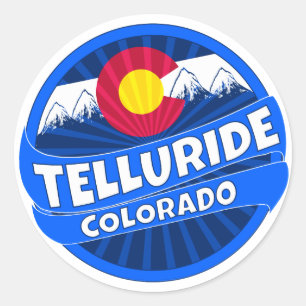 Telluride Colorado Flag Mountains barst sticker