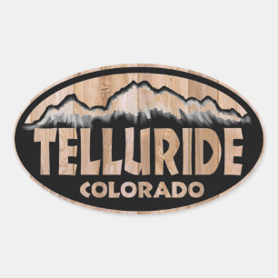 Telluride Colorado houten teken ovale stickers