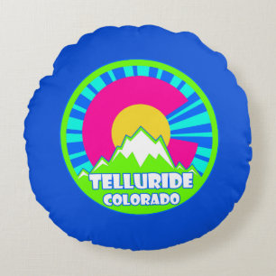 Telluride Colorado neon montagnes autour coussin