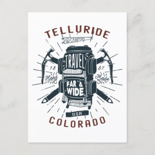 Telluride Colorado-rugzak voor tandwielretro Briefkaart
