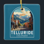 Telluride Colorado Travel Art Vintage<br><div class="desc">Telluride design de voyage rétro vectoriel dans un style emblème. Telluride,  une ancienne ville minière victorienne située dans les Rocheuses du Colorado,  est située dans un canyon boisé au milieu de sommets boisés,  au pied d'une station de ski et de golf populaire.</div>
