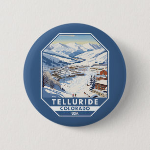 Telluride Colorado Winter Reizen Kunst Vintage Ronde Button 5,7 Cm
