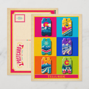 Telluride-prentbriefkaart Colorado Ski Ticket Vint Briefkaart
