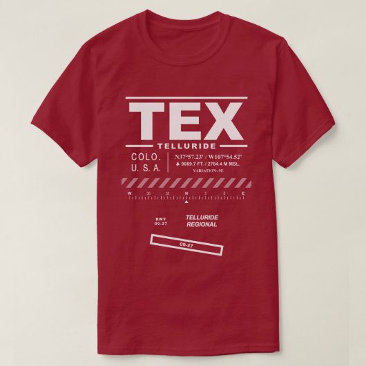 Telluride Regional Airport TEX T-shirt (Design voorkant)
