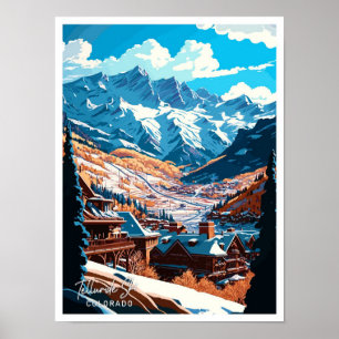 Telluride Ski Colorado Reizen illustratie Poster