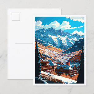 Telluride Ski Colorado vintage reisillustratie Briefkaart