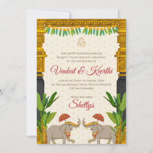Telugu huwelijksuitnodigingen Zuid-Indiase bruilof Kaart