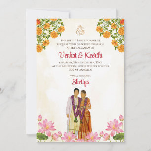 Telugu trouwkaarten & Tamil trouwuitnodigingen Kaart