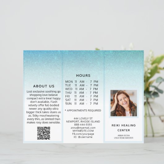 TEM* Photo QR Trifold Brochure Abstract Menu Price (Debout devant)