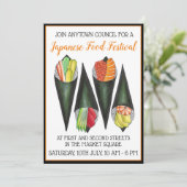 Temaki Hand Roll Sushi Japans voedselfestival Kaart (Staand voorkant)