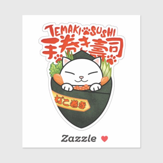 Temaki Sushi Cat Sticker (Vel)