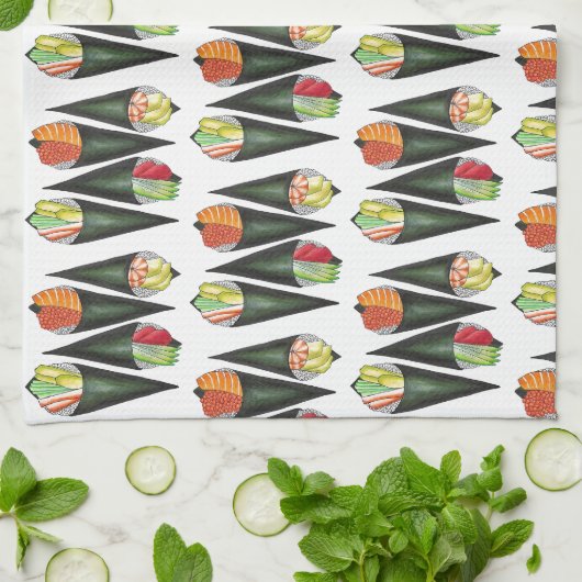 Temaki Sushi Hand Roll Rolls Japans voedsel Theedoek (Gevouwen)