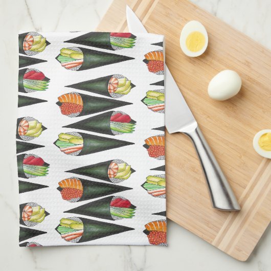 Temaki Sushi Hand Roll Rolls Japans voedsel Theedoek (Quarter Fold)