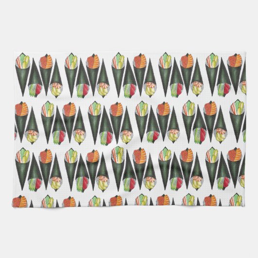 Temaki Sushi Hand Roll Rolls Japans voedsel Theedoek (Horizontaal)