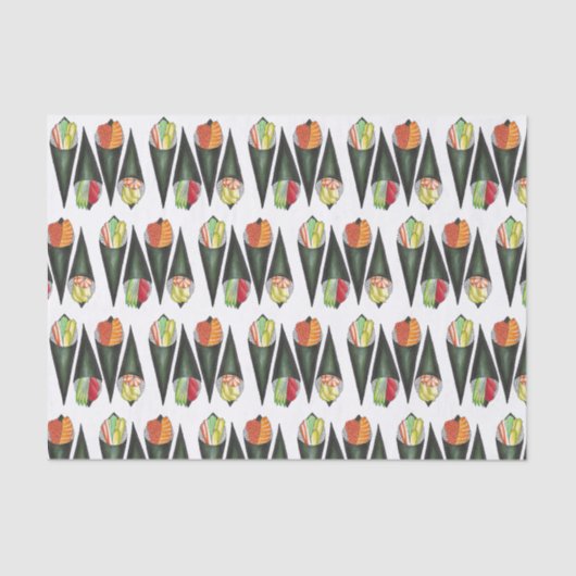 Temaki Sushi Hand Roll Rolls Japans voedsel Tissuepapier (Voorkant)