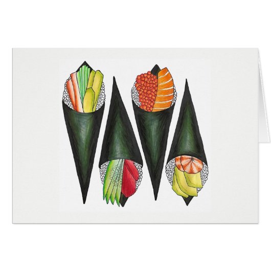 Tempaki Sushi Rolls À Main Rolls Cuisine Japonaise (Devant horizontal)