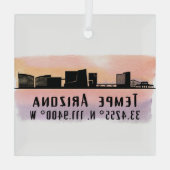 Tempe AZ City Skyline Latitude en Lengtegraad Glas Ornament (Achterkant)