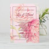 Tempel Huwelijk & Receptie Uitnodiging-pioenen Kaart (Staand voorkant)