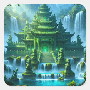 Tempel Kasteel van de Geheime Jade Troon Vierkante Sticker