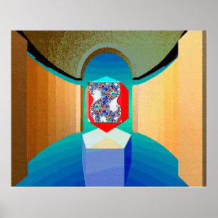 TEMPEL VAN CHAOS EN ORDE Surrealistische Fractale  Poster