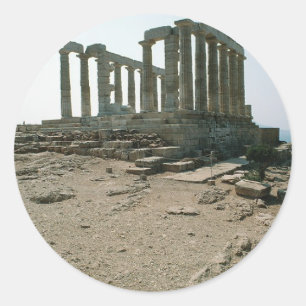 tempel van Poseidon Ruins Ronde Sticker