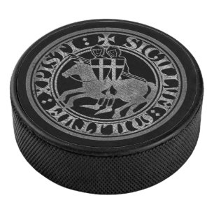 Tempelierszegel Twee Ridders Paard Medaillon Hockey Puck