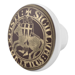Tempelierszegel Twee Ridders Paard Medaillon Keramische Knop