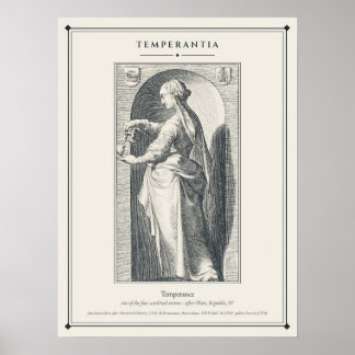 Temperantia Matigheid Kardinale Deugd Gravure Poster