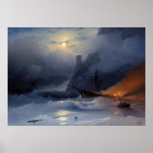 Tempest, 1855 by Ivan Aivazovsky Poster (Voorkant)