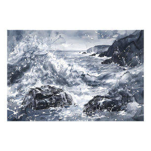 Tempest aan de kust van Wales Foto Afdruk