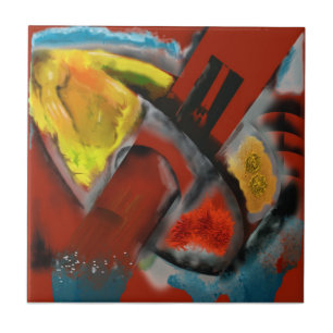 Tempest - Digitaal Abstract met rode achtergrond Tegeltje