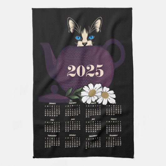 Tempest in een theepot Kitten Cat Schattige 2025 K Theedoek (Verticaal)