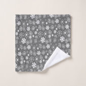 Tempête de flocons de neige sur fond gris argent (Gant de toilette)
