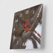 Tempête de neige Cardinal Horloge murale (Angle)