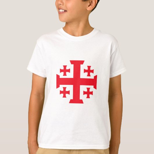 Templar Crusader Jerusalem Cross Kid's Tee Shirt (Voorkant)