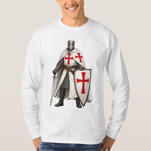 Templar Knight Crusader Men's Long Sleeve Tee T-shirt (Voorkant)