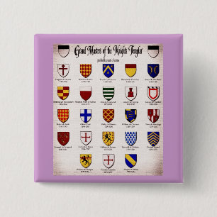Templar Master Heraldry Vierkante Button 5,1 Cm