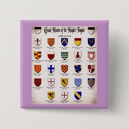 Templar Master Heraldry Vierkante Button 5,1 Cm (Voorkant)