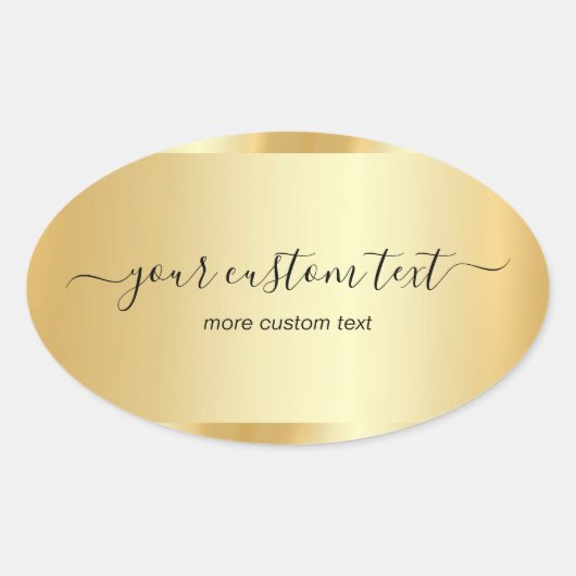Template Gold Calligraphy Script Your Custom Text Ovale Sticker (Voorkant)